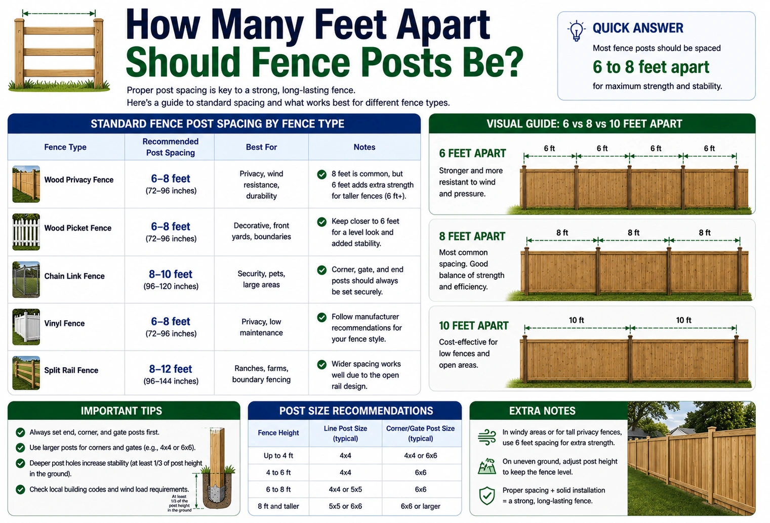 how many feet apart should fence posts be