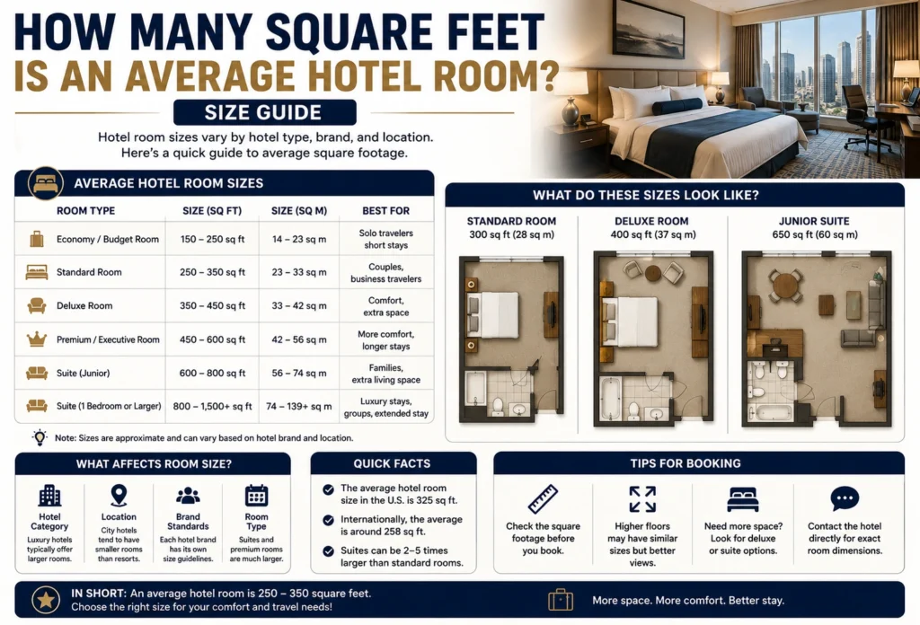how many square feet is an average hotel room