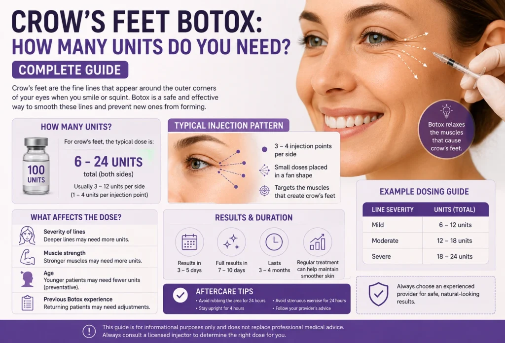 how many Botox units are used for crow's feet