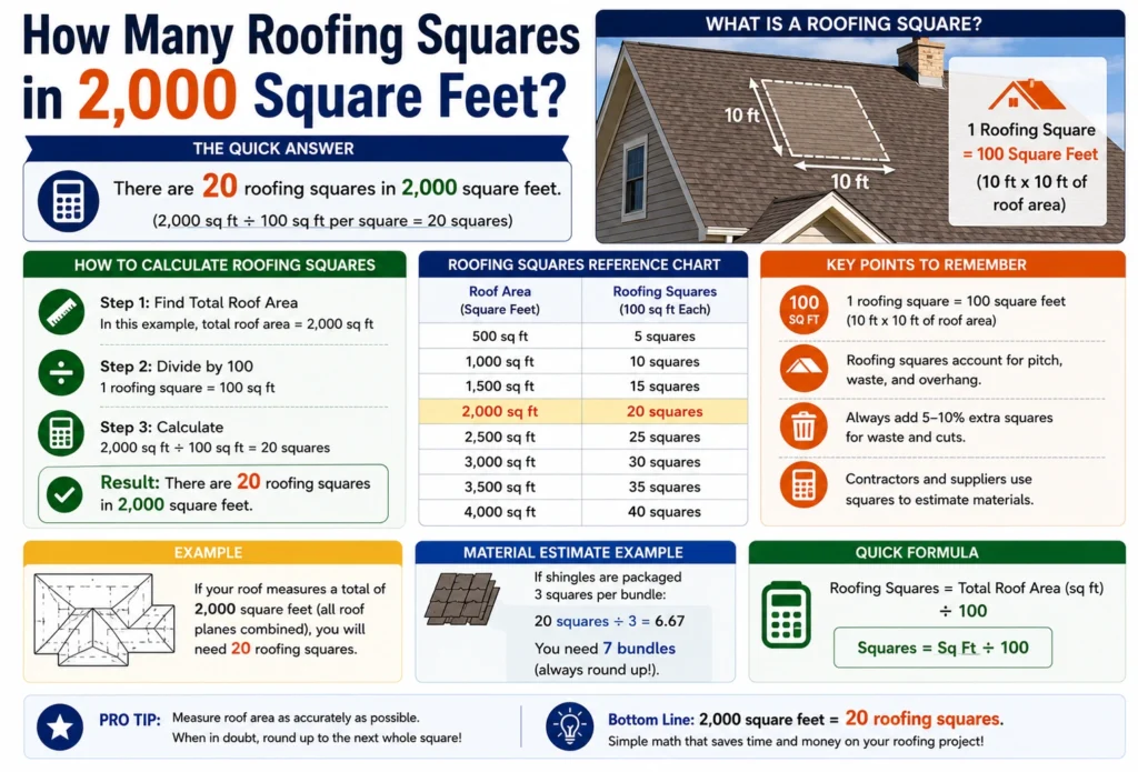 how many roofing squares in 2000 square feet