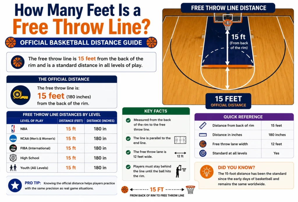 how many feet is a free throw line,