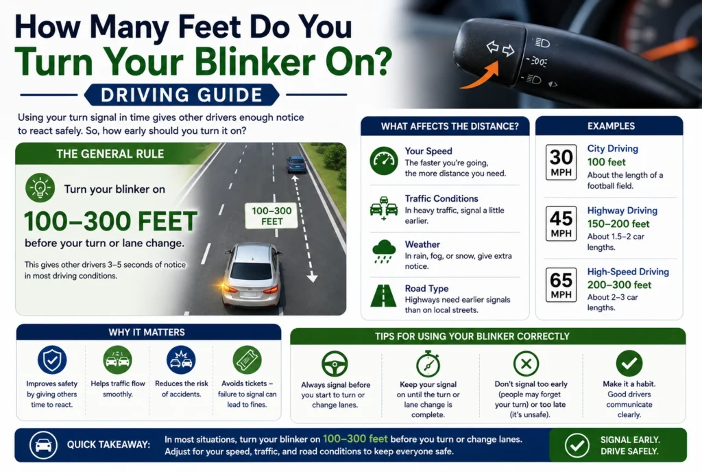 how many feet do you turn your blinker on