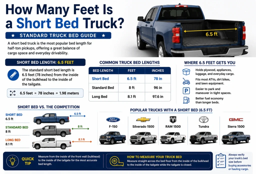 how many feet is a short bed truck