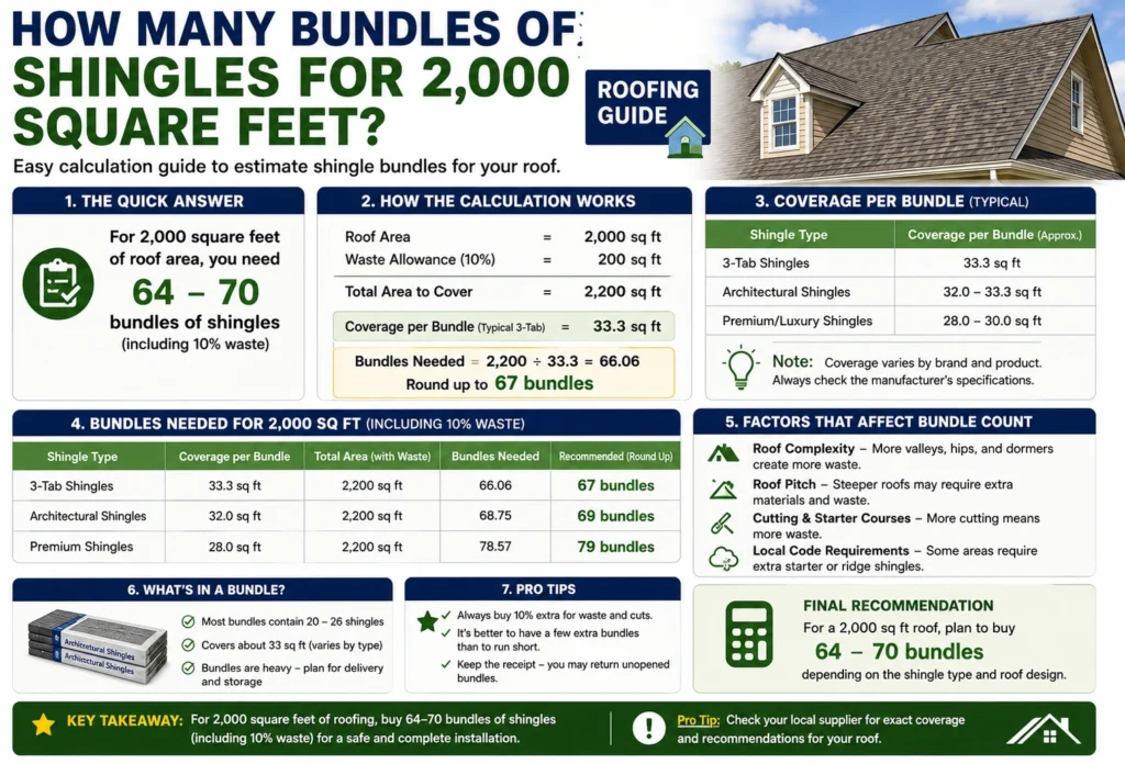 how many bundles of shingles for 2000 square feet