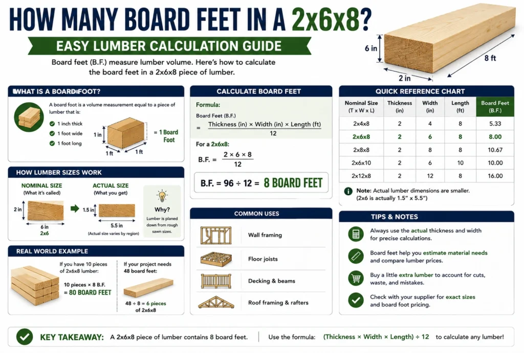 how many board feet in a 2x6x8