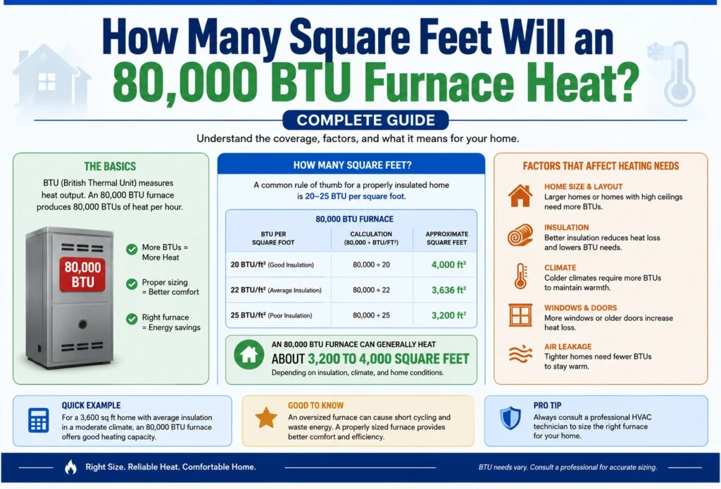 how many square feet will a 80000 btu furnace heat