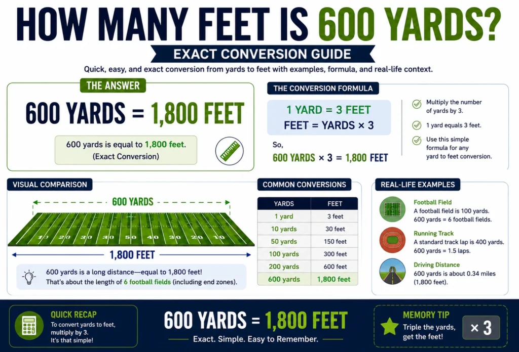 how many feet is 600 yards