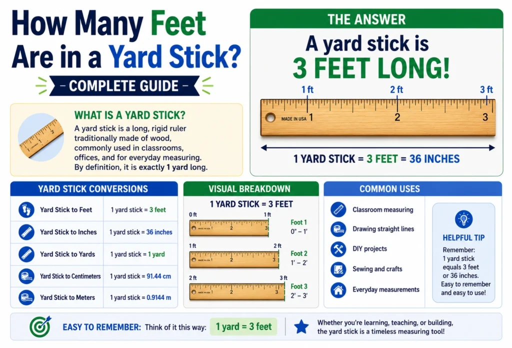 how many feet are in a yard stick