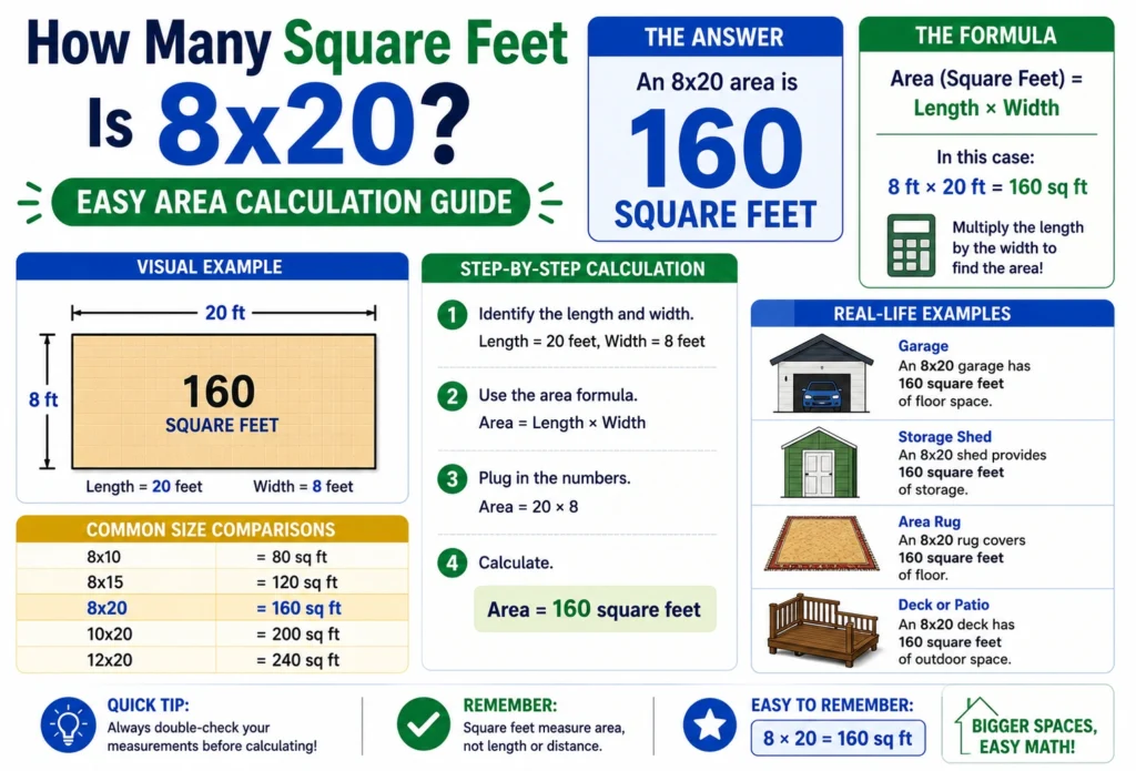 how many square feet is 8x20