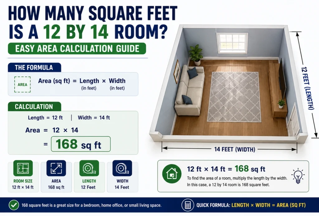 how many square feet is a 12 by 14 room,