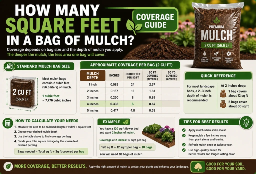 how many square feet in a bag of mulch