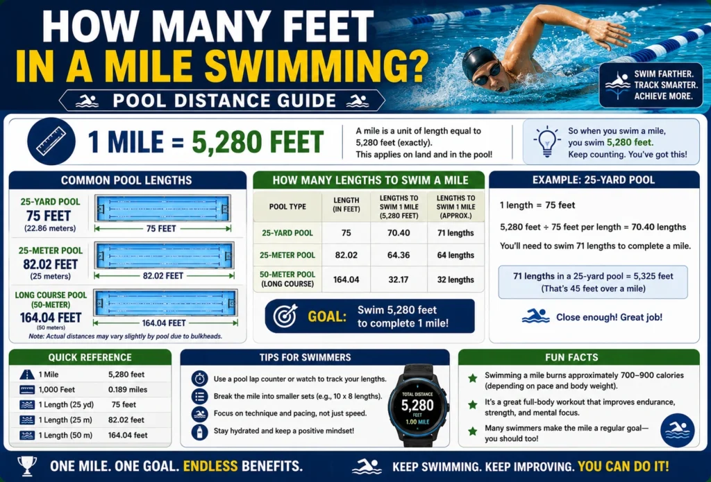 how many feet in a mile swimming