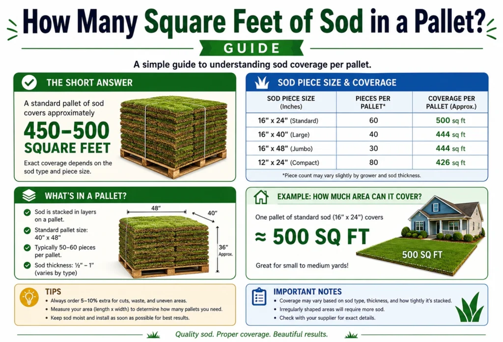 how many square feet of sod in a pallet