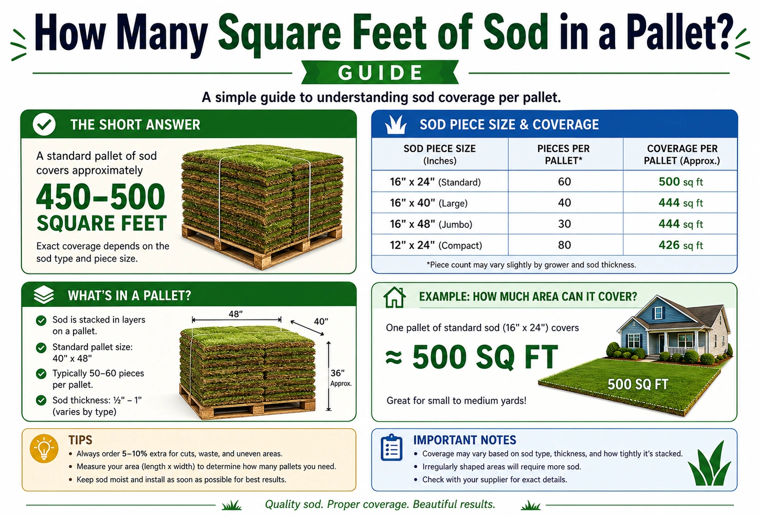 how many square feet of sod in a pallet