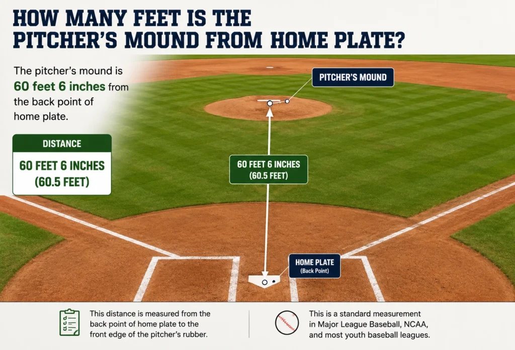how many feet is the pitcher's mound from home plate