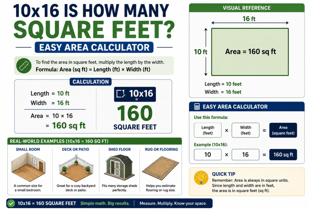 10x16 is how many square feet