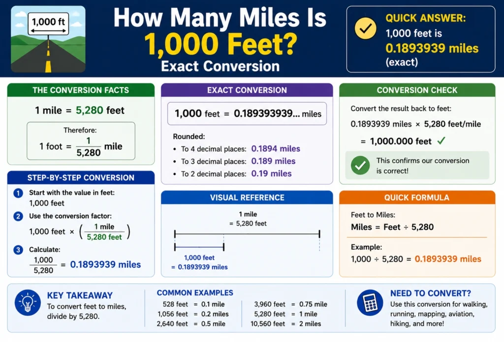 how many miles is 1,000 feet