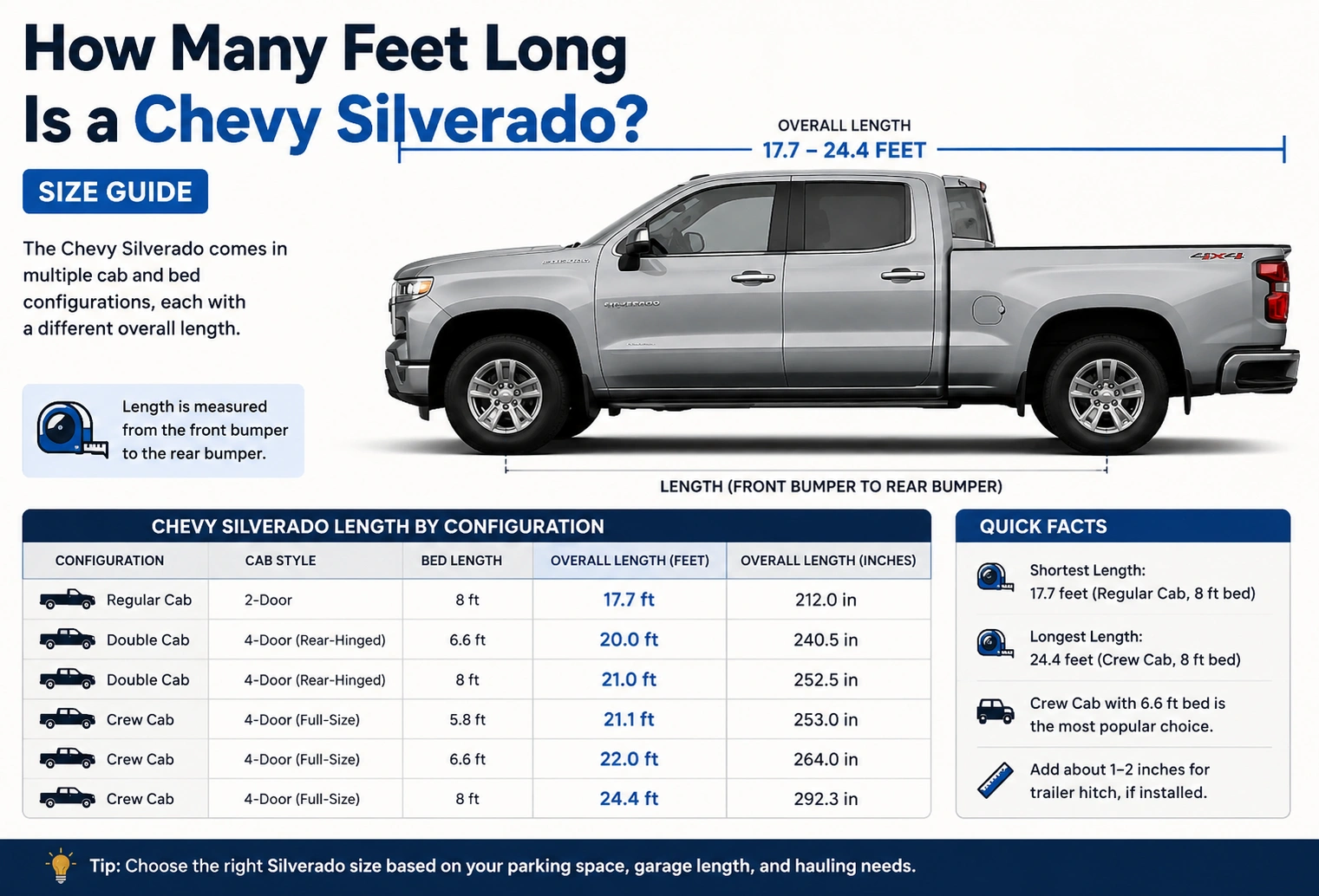 how many feet long is a Chevy Silverado