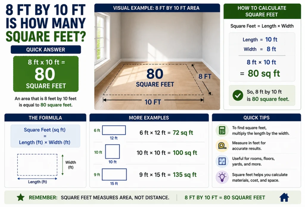 8 ft by 10 ft is how many square feet