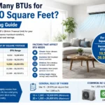 how many BTUs for 1,300 square feet