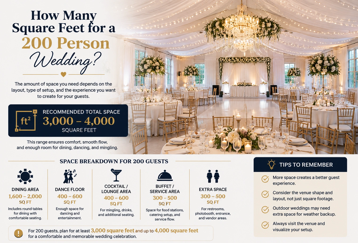How Many Square Feet for a 200 Person Wedding