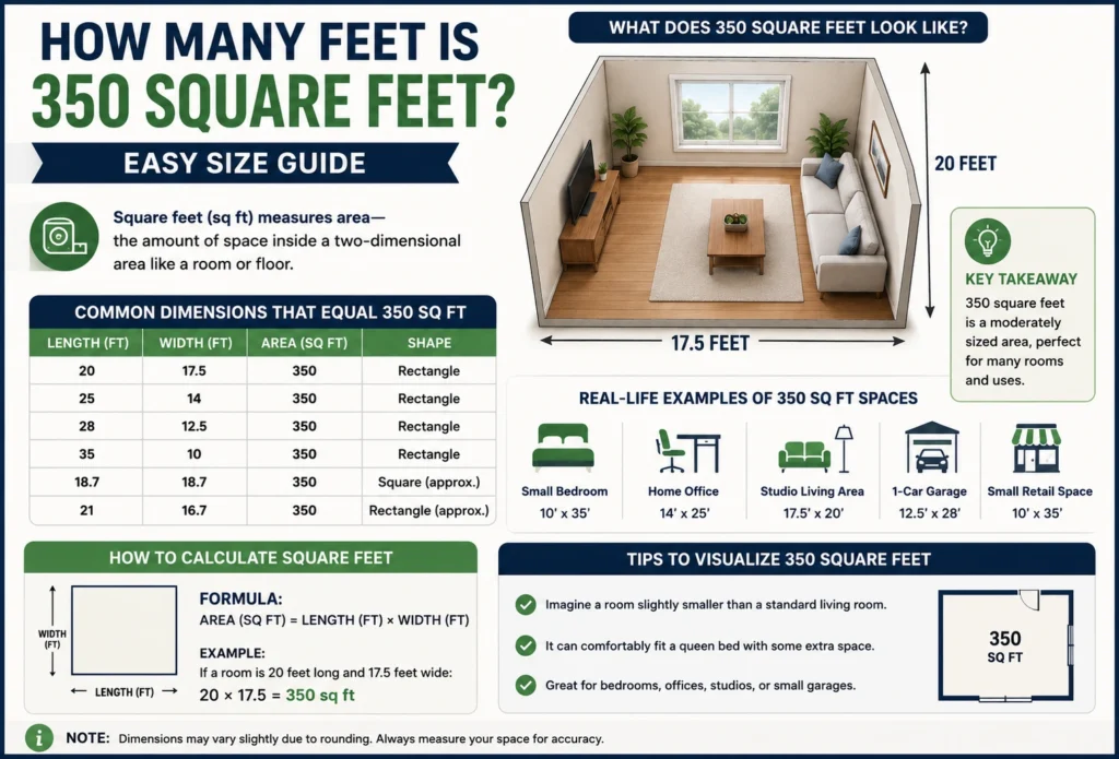 how many feet is 350 square feet?