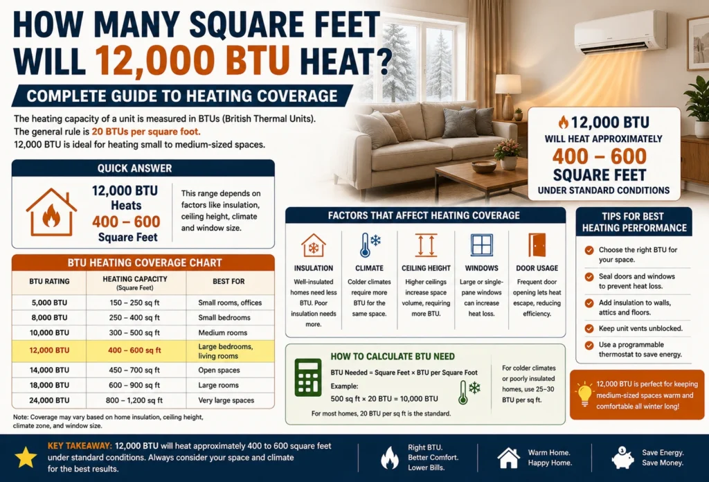 How Many Square Feet Will 12,000 BTU Heat
