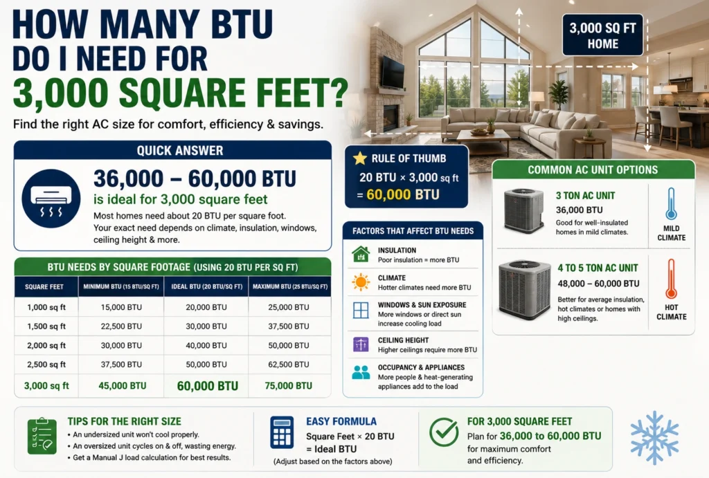 How Many BTU Do I Need for 3,000 Square Feet