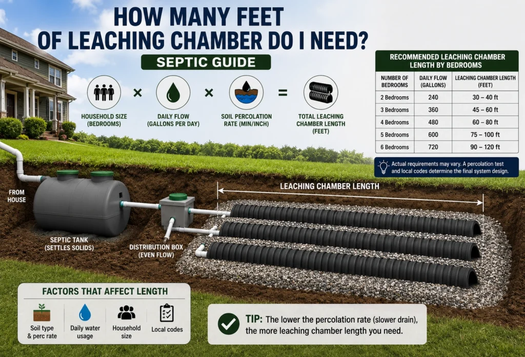 how many feet of leaching chamber you need
