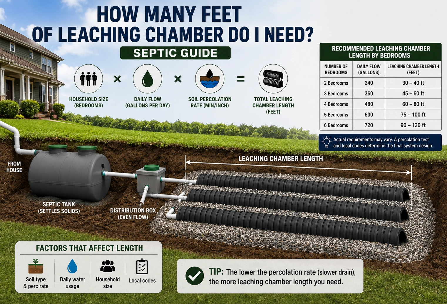 how many feet of leaching chamber you need
