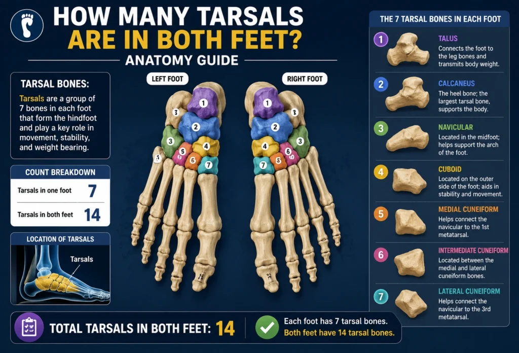 how many tarsals are in both feet