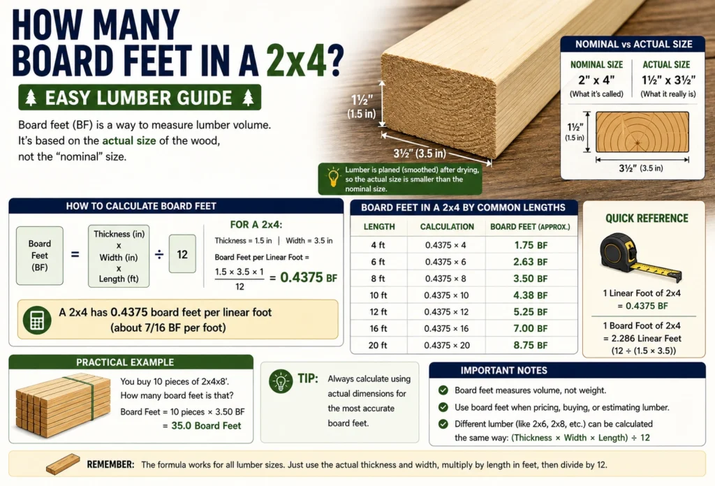How Many Board Feet in a 2x4
