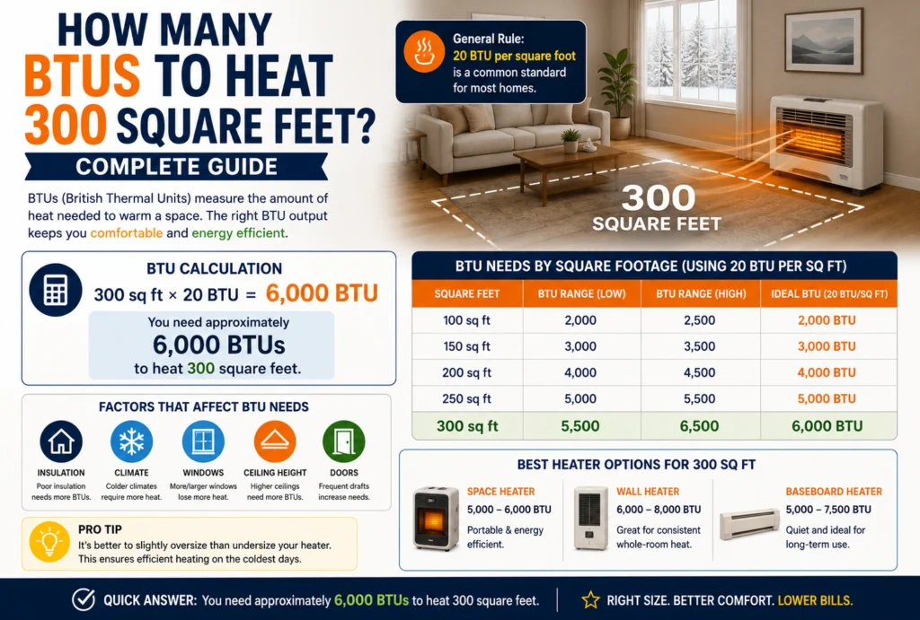 How Many BTUs to Heat 300 Square Feet
