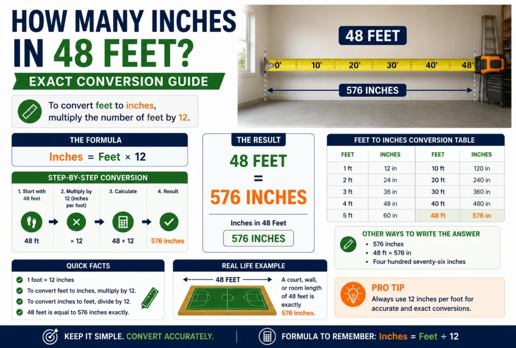 how many inches in 48 feet