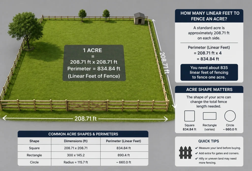 How Many Linear Feet to Fence an Acre