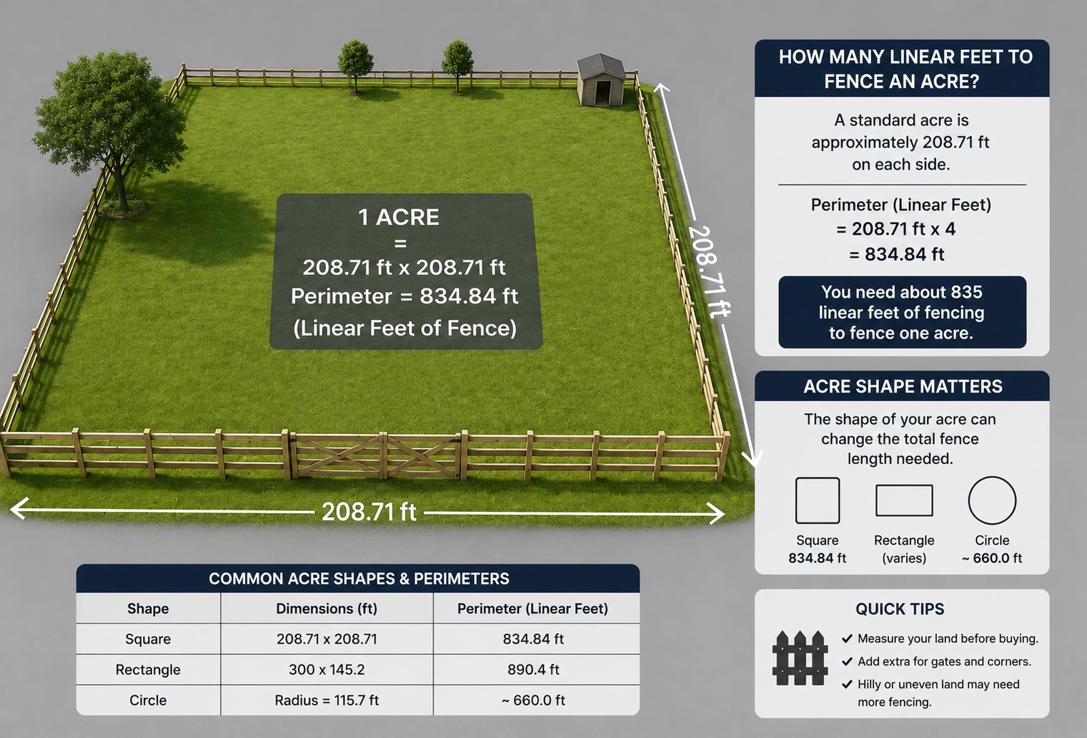 How Many Linear Feet to Fence an Acre