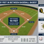 How many feet in between baseball bases