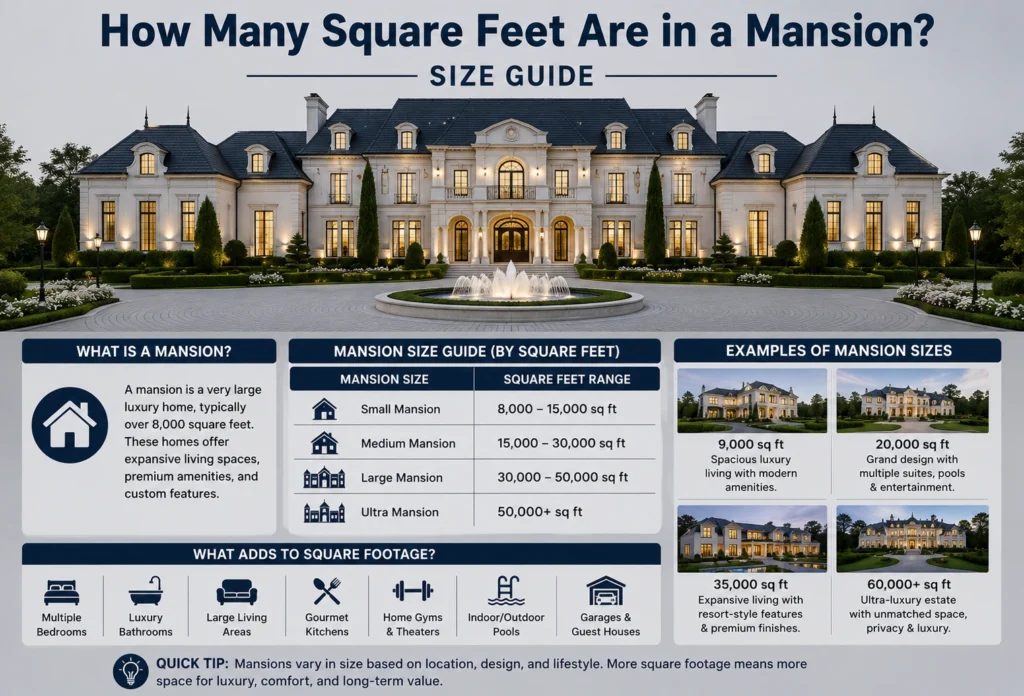 how many square feet are in a mansion