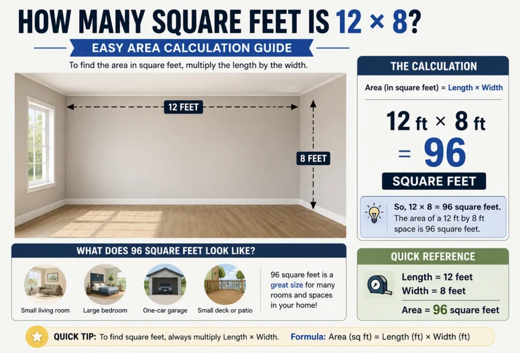 how many square feet is 12 × 8