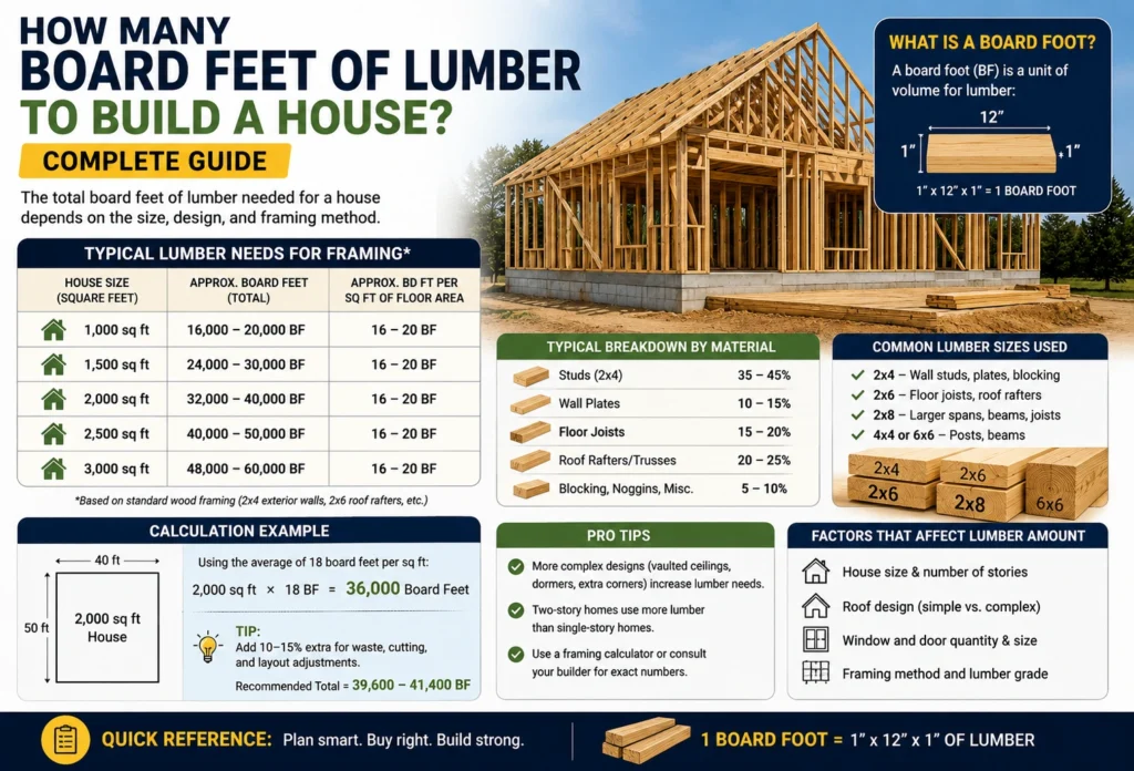 how many board feet of lumber to build a house