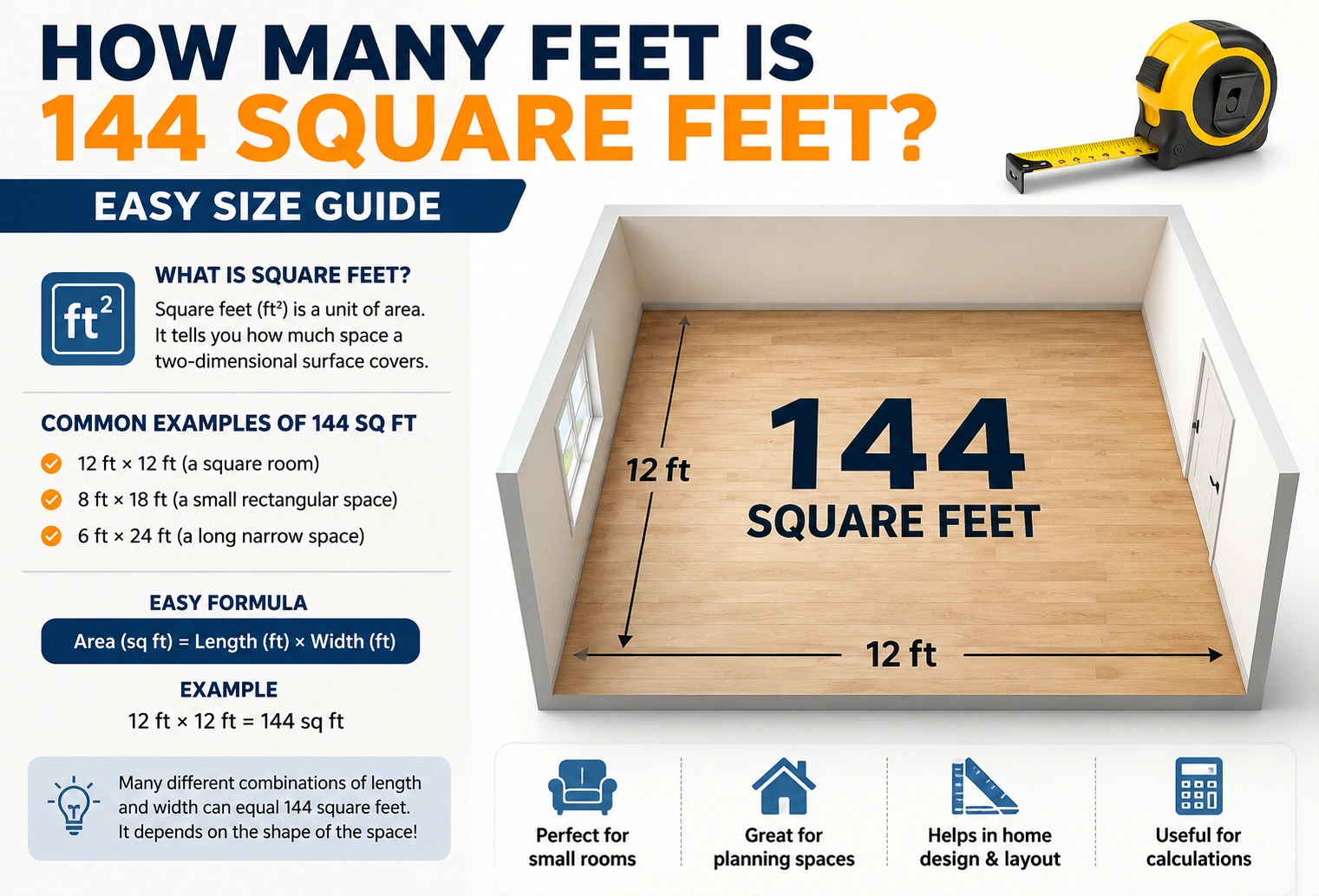 how many feet is 144 square feet,