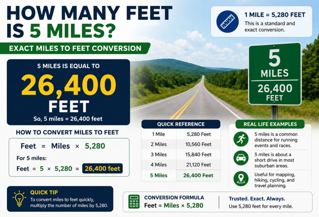 how many feet is 5 mi,