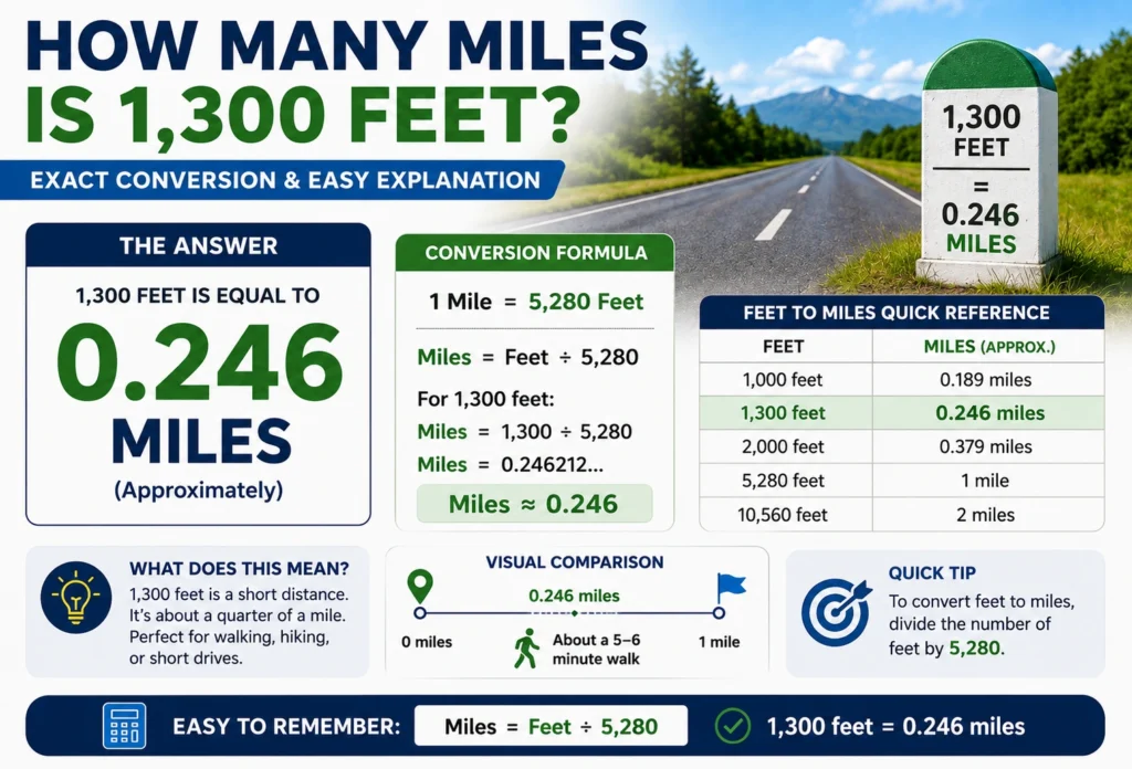 how many miles is 1300 feet