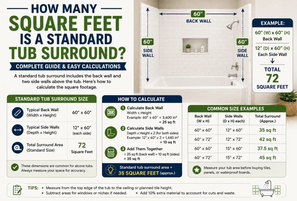 How Many Square Feet Is a Standard Tub Surround