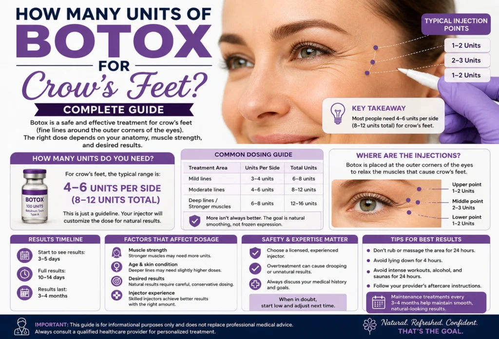 How many units of Botox for crow’s feet