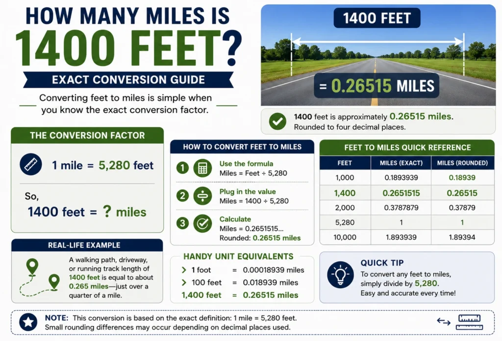 how many miles is 1400 feet