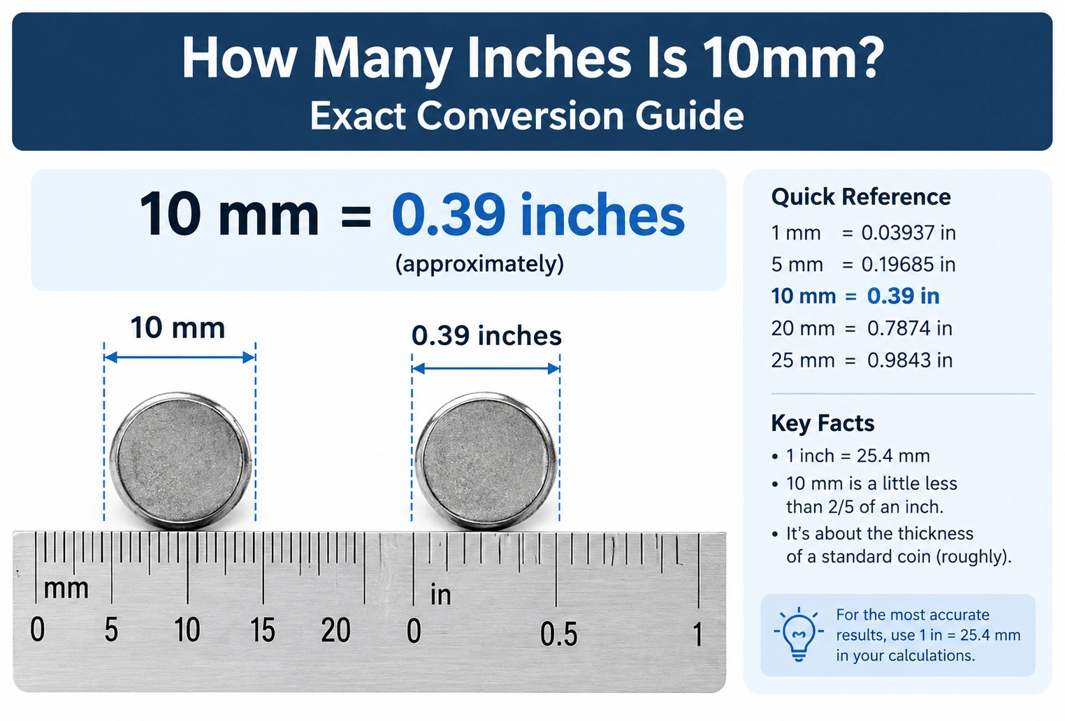 how many inches is 10mm