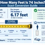 how many feet is 74 inches