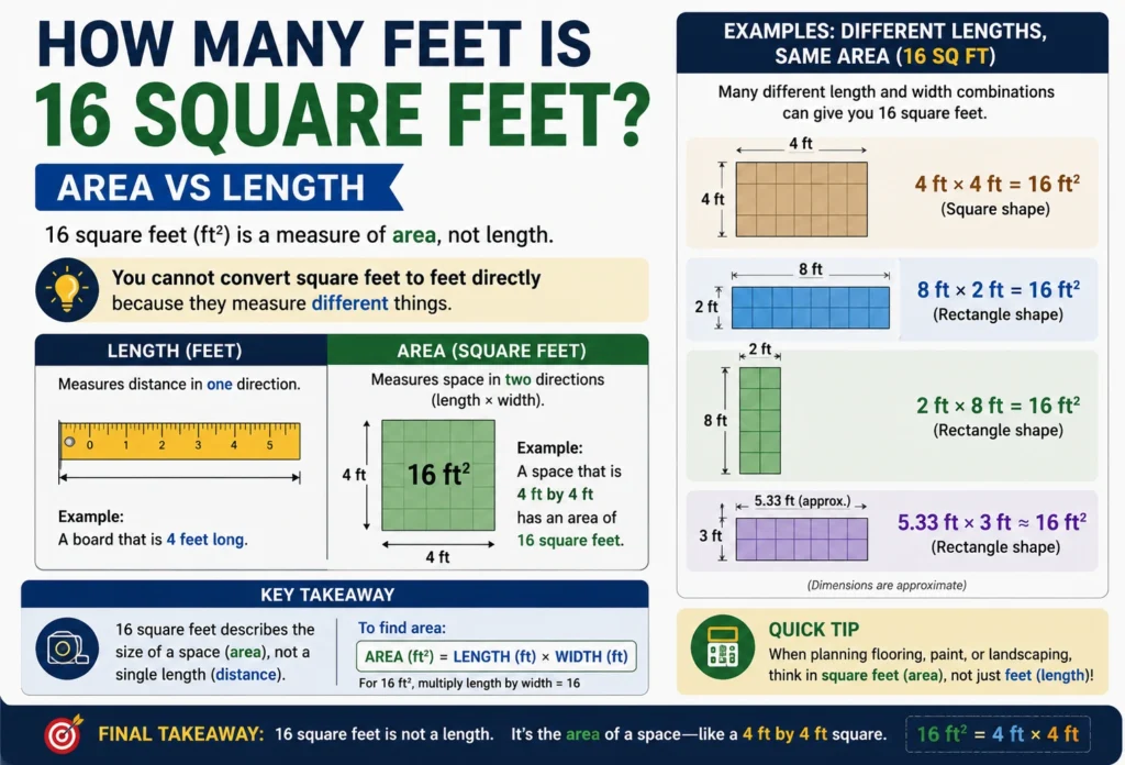 How Many Feet Is 16 Square Feet