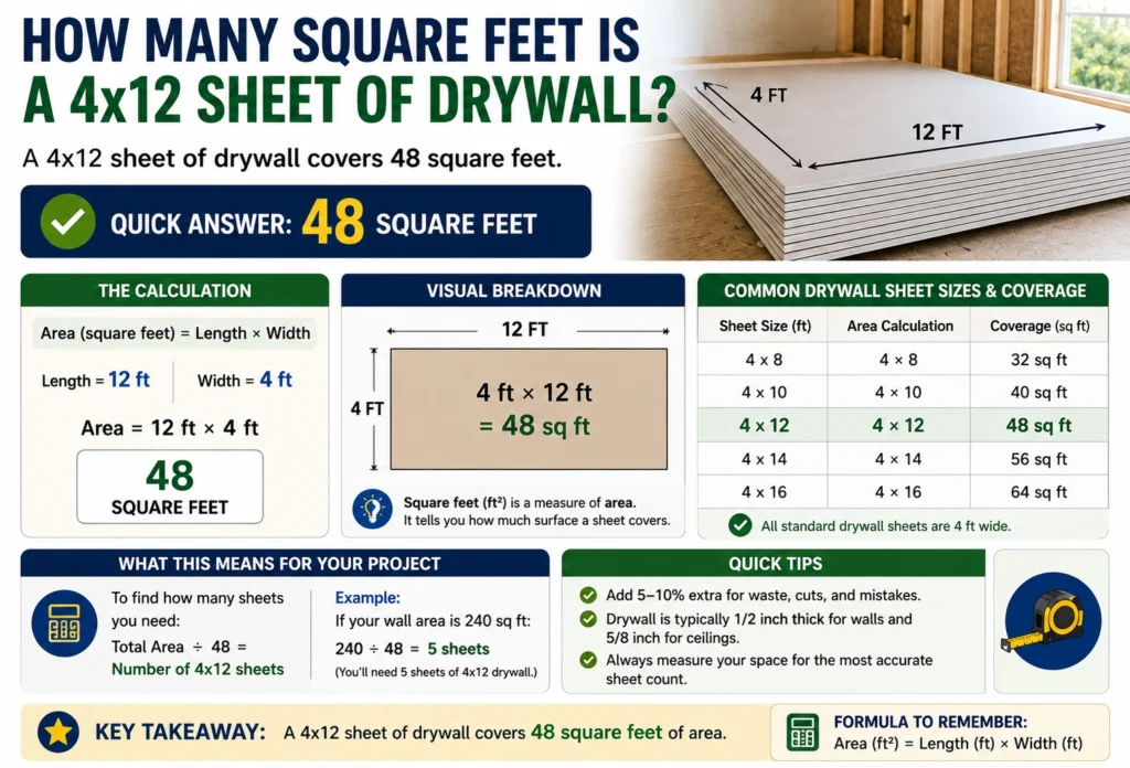 How Many Square Feet Is a 4x12 Sheet of Drywall